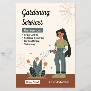 Dienstleistungen von Rasenpflege und Gartenbau Flyer
