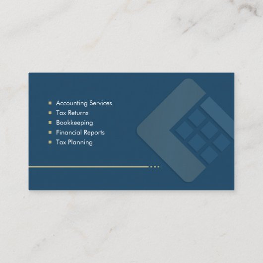 Dienstleistungen von Wirtschaftsprüfern - Indigobl Visitenkarte (Rückseite)
