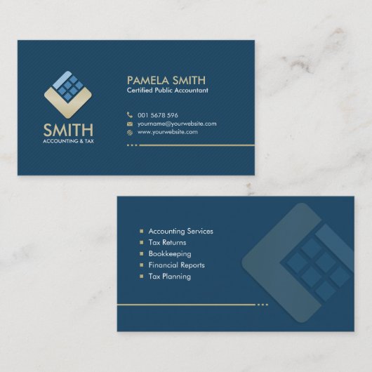 Dienstleistungen von Wirtschaftsprüfern - Indigobl Visitenkarte (Vorne/Hinten)