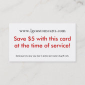 Dienstleistungs-Karte Rabattkarte (Rückseite)