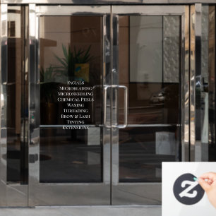 Dienstleistungsliste Basis für Schönheitssalon Spa Fensteraufkleber