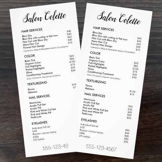 Dienstleistungsliste Rack Card Werbekarte