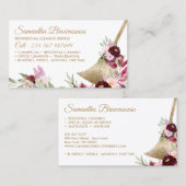 Dienstmädchen Funkelndes Gold Rosa Floral Visitenkarte (Vorne/Hinten)