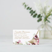 Dienstmädchen Funkelndes Gold Rosa Floral Visitenkarte (Stehend Vorderseite)