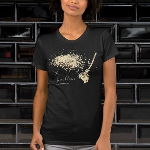 Dienstmädchen Reinigt Haus Funkelndes Gold Visiten T-Shirt