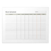 Dienstplan der Mitarbeiter Notizblock (Vorderseite)