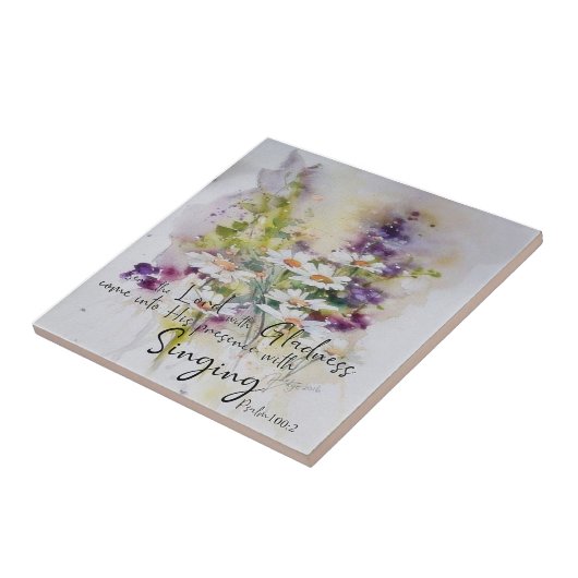 Dient dem Herrn mit Freude floral Fliese (Seite)