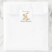 Dies gehört zum Custom Preschool Girl Bunny Rabbit Quadratischer Aufkleber (Tasche)