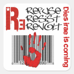 Dies irae - Refuse Resist Revolt Quadratischer Aufkleber