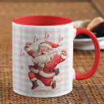 "Dies ist der Personalisierte Name der Weihnachtsz Tasse<br><div class="desc">'Diese Weihnachtszeit Weihnachten Personalisierter Name Feiertag Kaffee Tasse enthält den Text "'Dies ist die Jahreszeit zum fröhlich sein" in der modernen roten Kalligrafie mit Ihrem personalisierten Namen auf einem karierten Hintergrund mit einem fröhlichen Weihnachtsmann. Ideal für Weihnachtsgeschenke,  Weihnachts-Party und Feierlichkeiten,  Geburtstage und vieles mehr. Erstellt von Evco Studio www.zazzle.com/store/evcostudio</div>