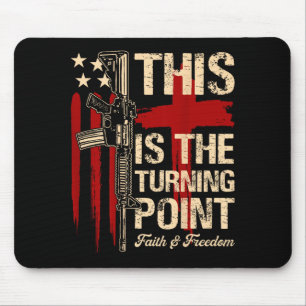 Dies ist der Wendepunkt Glaube Kreuz uns Flagge Pa Mousepad