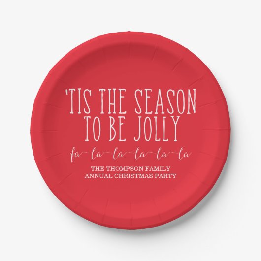 "Dies ist die Jahreszeit für Jolly Red/White Pappteller (Vorderseite)