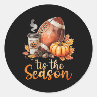 Dies ist die Jahreszeit Fußball Pumpkin Gewürz Her Runder Aufkleber