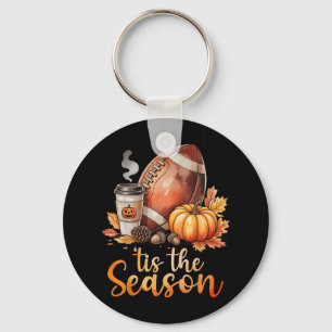 Dies ist die Jahreszeit Fußball Pumpkin Gewürz Her Schlüsselanhänger