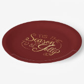 "Dies ist die Jahreszeit" Gold Script Red Elegant  Pappteller (Schrägansicht)