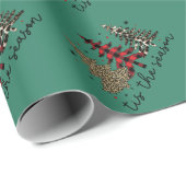 "Dies ist die Jahreszeit" Karierte Leopard Weihnac Geschenkpapier (Rolleneckpunkt)