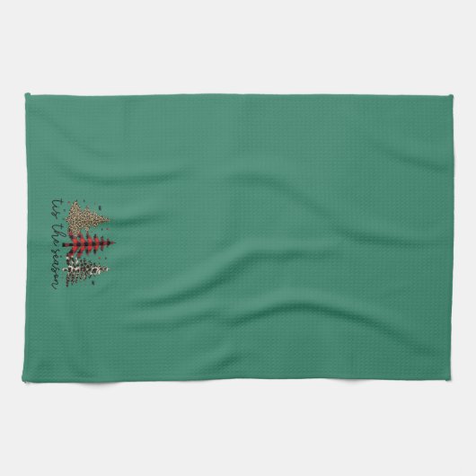 "Dies ist die Jahreszeit" Karierte Leopard Weihnac Geschirrtuch (Horizontal)