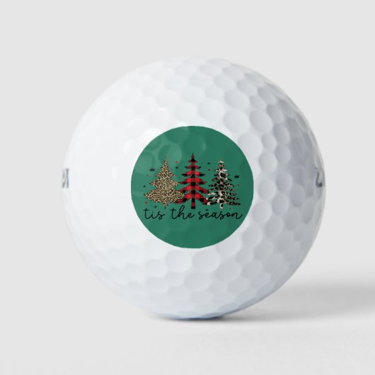 "Dies ist die Jahreszeit" Karierte Leopard Weihnac Golfball (Vorderseite)