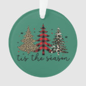 "Dies ist die Jahreszeit" Karierte Leopard Weihnac Ornament (Vorderseite)