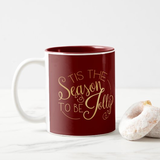 "Dies ist die Jahreszeit" Red Gold Zweifarbige Tasse (Mit Donut)