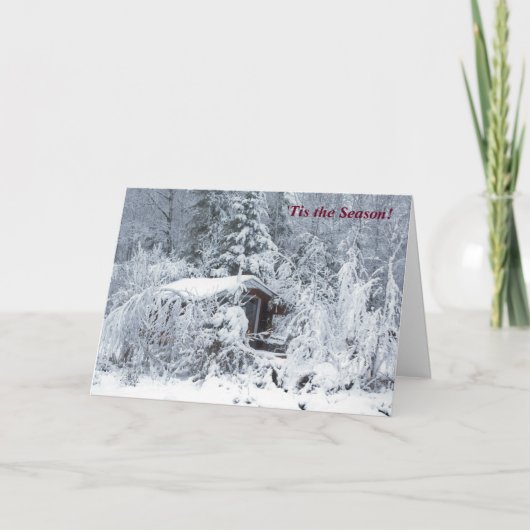 'Dies ist die Jahreszeit Schneezeit Hütte Winterur Karte (Vorderseite)