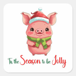 Dies ist die Jahreszeit, um fröhlich Niedliches Sc Quadratischer Aufkleber