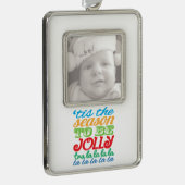 "Dies ist die Jahreszeit, um fröhliche, maßgeschne Rahmen-Ornament Silber (Rechts)