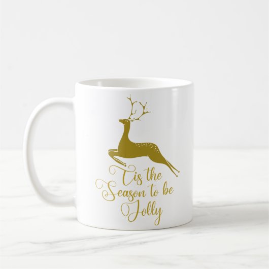 Dies ist die Jahreszeit, um Jolly Gold Rentier Wei Kaffeetasse (Links)