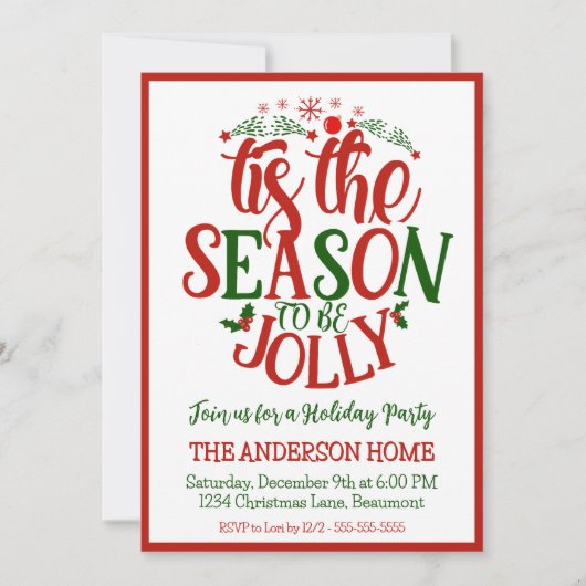 Dies ist die Jahreszeit, um Spaß zu sein Weihnacht Einladung (Vorderseite)