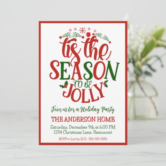 Dies ist die Jahreszeit, um Spaß zu sein Weihnacht Einladung (Stehend Vorderseite)