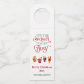 Dies ist die Jahreszeit, um Tipsy Weihnachtswein z Flaschenanhänger (Vorderseite)
