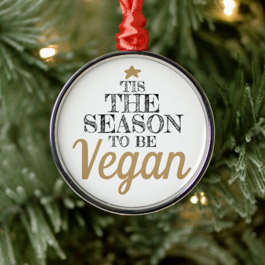 "Dies ist die Jahreszeit, um Veganer Schwarz-Gold- Ornament Aus Metall (Baum)
