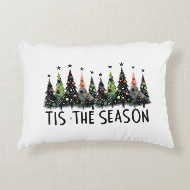 'Dies ist die Jahreszeit Weihnachtsbaum Schnee Fla Dekokissen (Vorderseite)