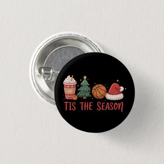 Dies ist die Saison Basketball Lover Weihnachtsges Button (Vorne & Hinten)