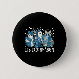 Dies ist die Saison Blue Patchwork Ghost Pumpkin S Button