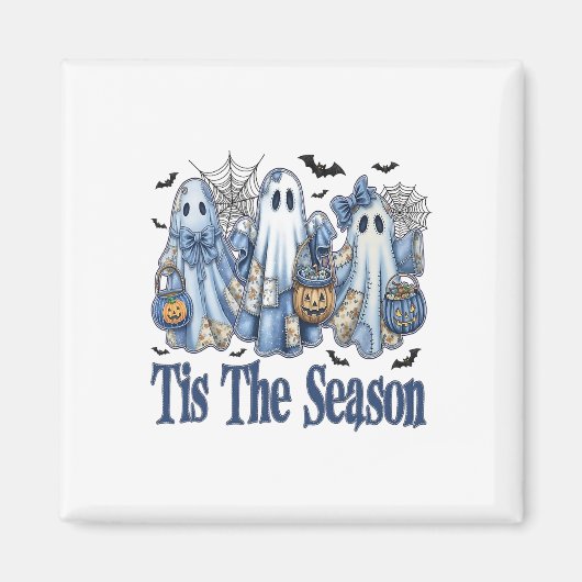 Dies ist die Saison Blue Patchwork Ghost Pumpkin S Magnet (Vorne)