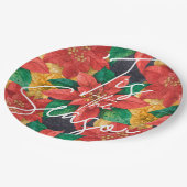 Dies ist die Saison Poinsettia Weihnachtsfeiertag Pappteller (Schrägansicht)