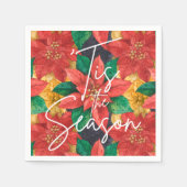 Dies ist die Saison Poinsettia Weihnachtsfeiertag Serviette (Vorderseite)