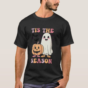 Dies ist die Saison Pumpkin Ghost Retro Groovy Vin T-Shirt