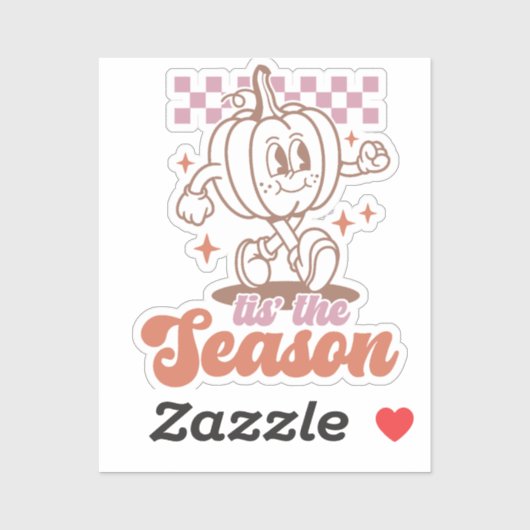 'Dies ist die Saison Retro Groovy Pumpkin Fall Aufkleber (Blatt)