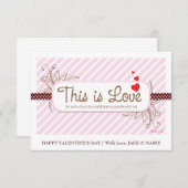 DIES IST DIE Valentinkarte der LIEBE (Pink). Einladung (Vorne/Hinten)