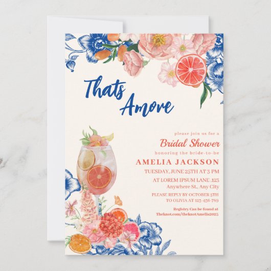 Dies ist ein blororangefarbenes Brautparty Einladung (Vorderseite)