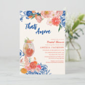 Dies ist ein blororangefarbenes Brautparty Einladung (Stehend Vorderseite)