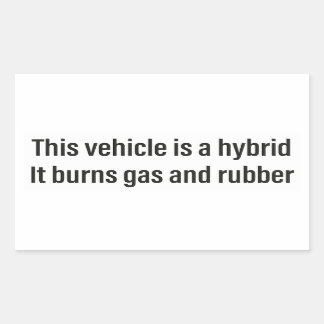 Dies ist ein Hybrid, der Gas und Gummi Auto Decal Rechteckiger Aufkleber