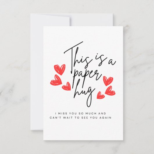 Dies ist eine Papierumarmung - Herzlich Vermisste  RSVP Karte (Vorderseite)