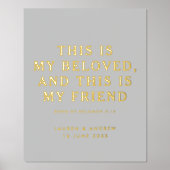 Dies ist geliebt Christliche Hochzeit Grau & Gold Foliendrucke (Vorderseite)