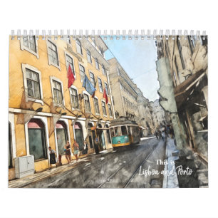 Dies ist Lissabon und Porto Portugal Kalender