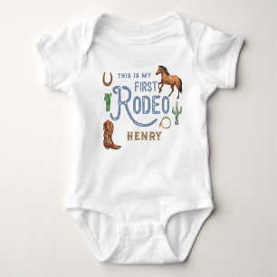 Dies ist mein erster Rodeo-Western, erster Geburts Baby Strampler