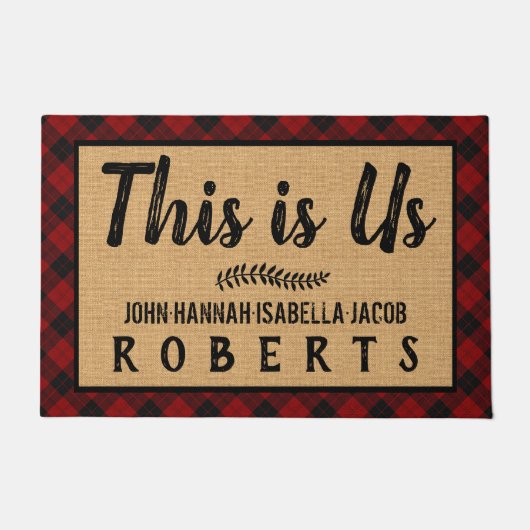 Dies ist US Black Red Buffalo Karo Kariert Custom Fußmatte (Vorderseite)