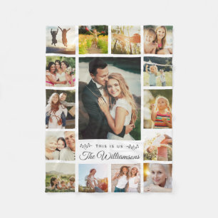 DIES IST US Custom Family Name Foto Collage Modern Fleecedecke